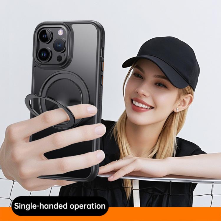 For iPhone 15 Pro Max Gear 360 Rotation MagSafe Holder Phone Case(Black) - iPhone 15 Pro Max Cases by buy2fix | Online Shopping UK | buy2fix