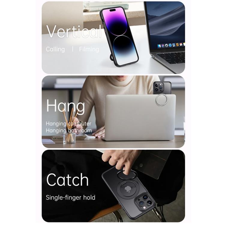 For iPhone 15 Pro Max Gear 360 Rotation MagSafe Holder Phone Case(White) - iPhone 15 Pro Max Cases by buy2fix | Online Shopping UK | buy2fix