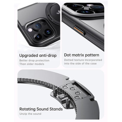 For iPhone 15 Pro Max Gear 360 Rotation MagSafe Holder Phone Case(Transparent) - iPhone 15 Pro Max Cases by buy2fix | Online Shopping UK | buy2fix