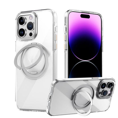 For iPhone 15 Pro Gear 360 Rotation MagSafe Holder Phone Case(Transparent) - iPhone 15 Pro Cases by buy2fix | Online Shopping UK | buy2fix