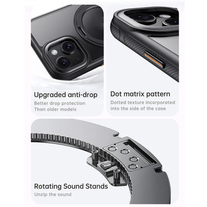 For iPhone 15 Plus / 14 Plus Gear 360 Rotation MagSafe Holder Phone Case(Black) - iPhone 15 Plus Cases by buy2fix | Online Shopping UK | buy2fix