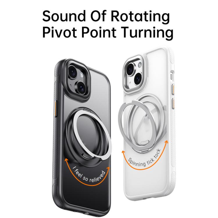 For iPhone 15 Gear 360 Rotation MagSafe Holder Phone Case(Black) - iPhone 15 Cases by buy2fix | Online Shopping UK | buy2fix