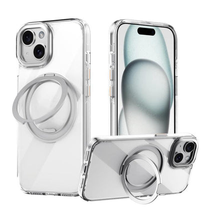 For iPhone 15 Gear 360 Rotation MagSafe Holder Phone Case(Transparent) - iPhone 15 Cases by buy2fix | Online Shopping UK | buy2fix