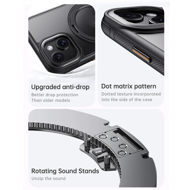 For iPhone 15 Gear 360 Rotation MagSafe Holder Phone Case(Transparent) - iPhone 15 Cases by buy2fix | Online Shopping UK | buy2fix