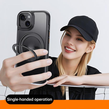 For iPhone 15 Gear 360 Rotation MagSafe Holder Phone Case(Transparent) - iPhone 15 Cases by buy2fix | Online Shopping UK | buy2fix