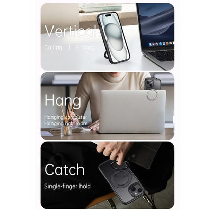 For iPhone 15 Gear 360 Rotation MagSafe Holder Phone Case(Transparent) - iPhone 15 Cases by buy2fix | Online Shopping UK | buy2fix
