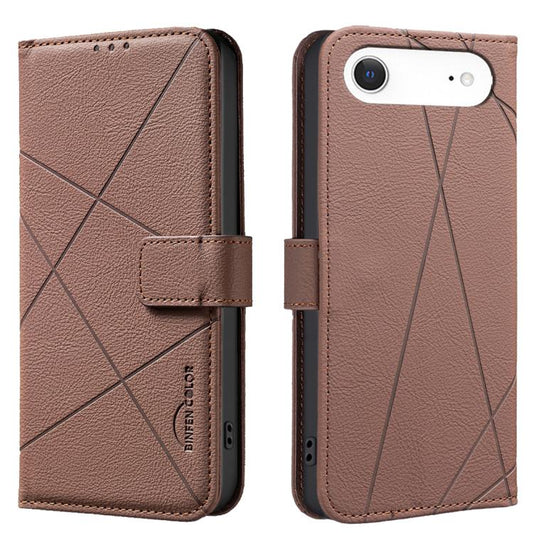 For iPhone Air Geometric Pattern RFID Leather Phone Case(Brown) - iPhone Air Cases by buy2fix | Online Shopping UK | buy2fix