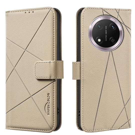 For Honor X9C 5G / Magic7 Lite Geometric Pattern RFID Leather Phone Case(Beige)