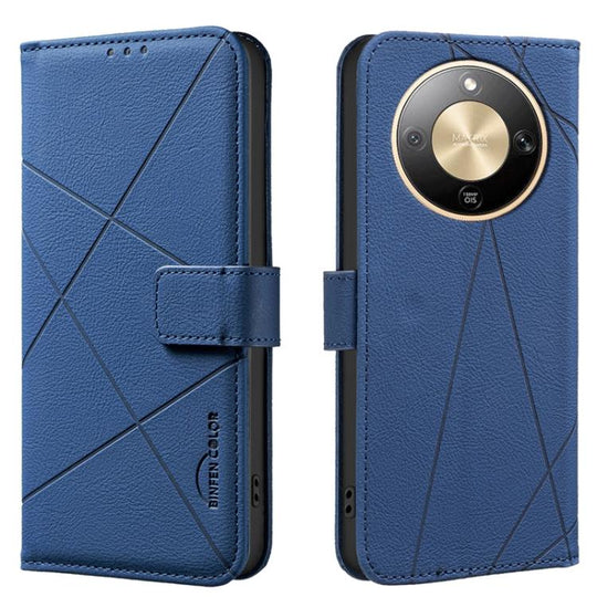 For Honor X9d 5G / X70 5G Geometric Pattern RFID Leather Phone Case(Blue)