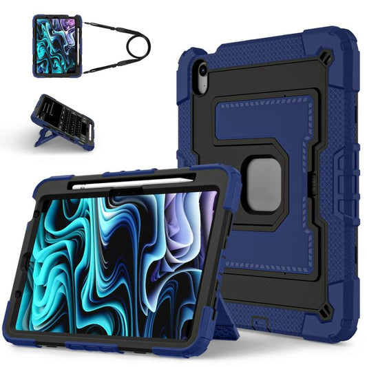For iPad Air 11 2025 / 2024 Big Holder Silicone Hydric PC Tablet Case with Shoulder Strap(Navy Black) - iPad Air 11 2025 / 2024 Cases by buy2fix | Online Shopping UK | buy2fix