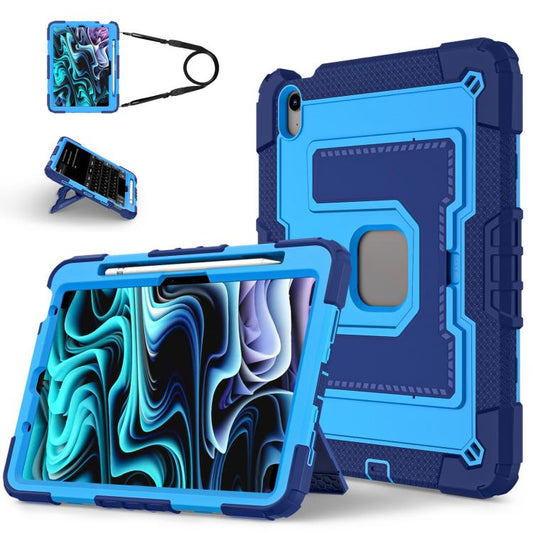 For iPad Air 11 2025 / 2024 Big Holder Silicone Hydric PC Tablet Case with Shoulder Strap(Navy Blue Blue) - iPad Air 11 2025 / 2024 Cases by buy2fix | Online Shopping UK | buy2fix