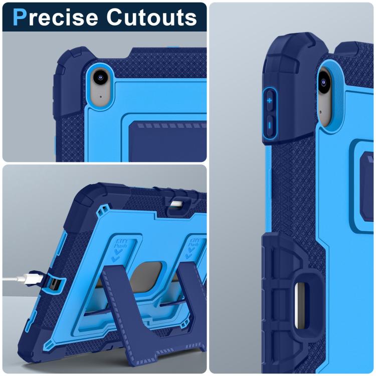 For iPad Air 11 2025 / 2024 Big Holder Silicone Hydric PC Tablet Case with Shoulder Strap(Navy Blue Blue) - iPad Air 11 2025 / 2024 Cases by buy2fix | Online Shopping UK | buy2fix