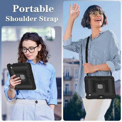 For iPad Air 11 2025 / 2024 Big Holder Silicone Hydric PC Tablet Case with Shoulder Strap(Black) - iPad Air 11 2025 / 2024 Cases by buy2fix | Online Shopping UK | buy2fix