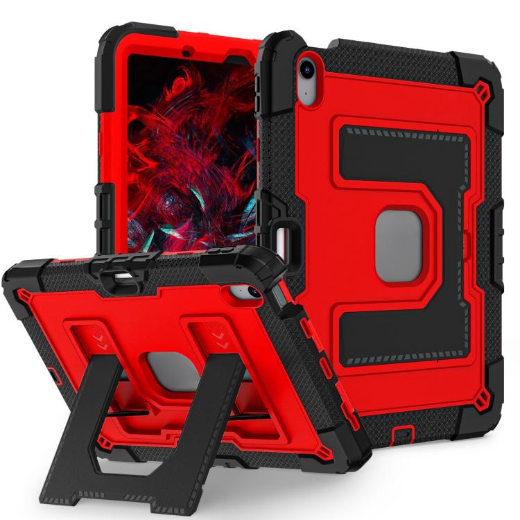 For iPad Air 11 2025 / 2024 Big Holder Silicone Hydric PC Tablet Case with Shoulder Strap(Black Red) - iPad Air 11 2025 / 2024 Cases by buy2fix | Online Shopping UK | buy2fix