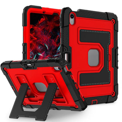 For iPad Air 11 2025 / 2024 Big Holder Silicone Hydric PC Tablet Case with Shoulder Strap(Black Red) - iPad Air 11 2025 / 2024 Cases by buy2fix | Online Shopping UK | buy2fix
