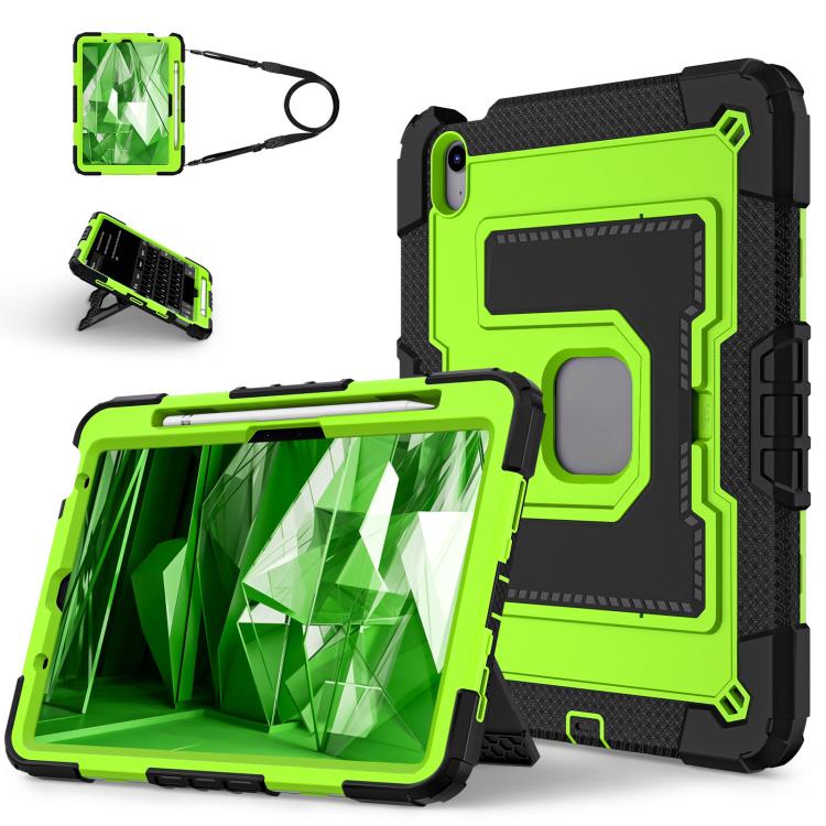 For iPad Air 11 2025 / 2024 Big Holder Silicone Hydric PC Tablet Case with Shoulder Strap(Black Olivine) - iPad Air 11 2025 / 2024 Cases by buy2fix | Online Shopping UK | buy2fix