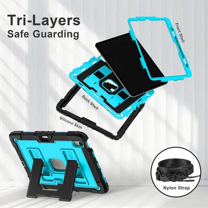 For iPad Air 11 2025 / 2024 Big Holder Silicone Hydric PC Tablet Case with Shoulder Strap(Black Blue) - iPad Air 11 2025 / 2024 Cases by buy2fix | Online Shopping UK | buy2fix