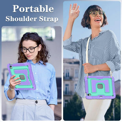 For iPad Air 11 2025 / 2024 Big Holder Silicone Hydric PC Tablet Case with Shoulder Strap(Purple Mint) - iPad Air 11 2025 / 2024 Cases by buy2fix | Online Shopping UK | buy2fix