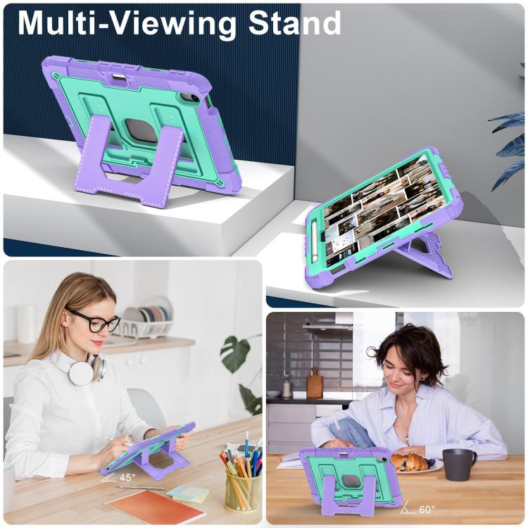 For iPad Air 11 2025 / 2024 Big Holder Silicone Hydric PC Tablet Case with Shoulder Strap(Purple Mint) - iPad Air 11 2025 / 2024 Cases by buy2fix | Online Shopping UK | buy2fix
