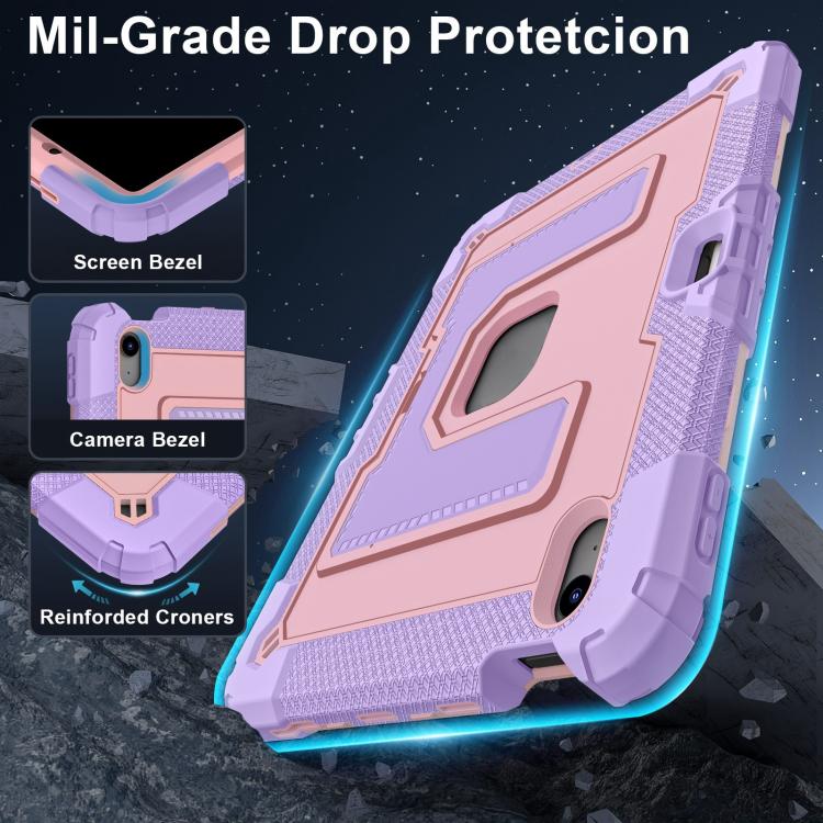 For iPad Air 11 2025 / 2024 Big Holder Silicone Hydric PC Tablet Case with Shoulder Strap(Purple Rose Gold) - iPad Air 11 2025 / 2024 Cases by buy2fix | Online Shopping UK | buy2fix