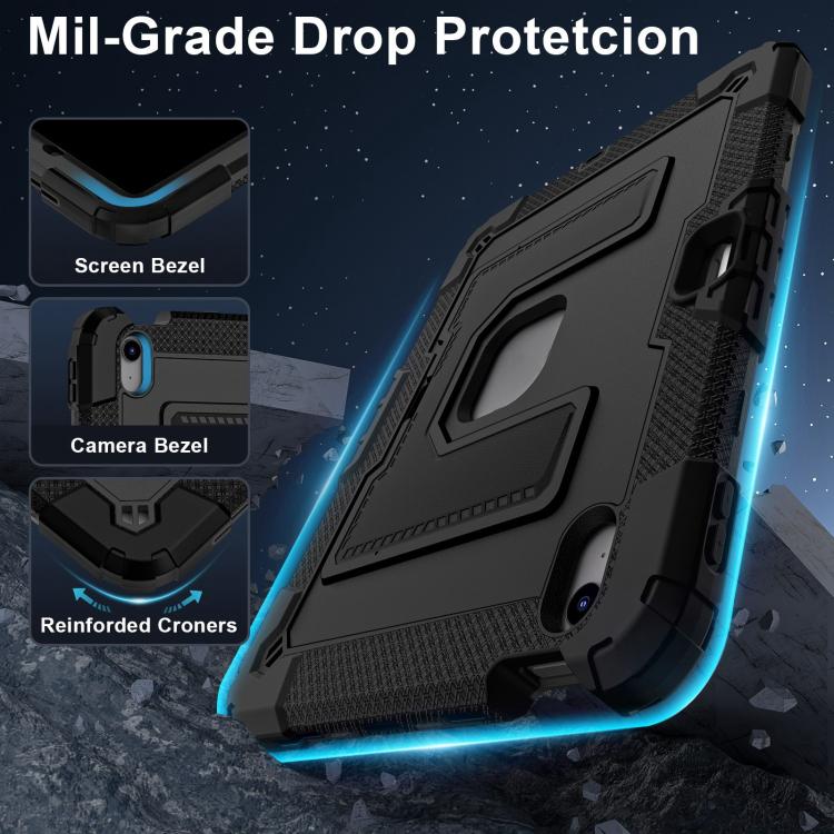 For iPad mini 6 2021 / mini 2024 Big Holder Silicone Hydric PC Tablet Case with Shoulder Strap(Black) - iPad mini 2024 Cases by buy2fix | Online Shopping UK | buy2fix