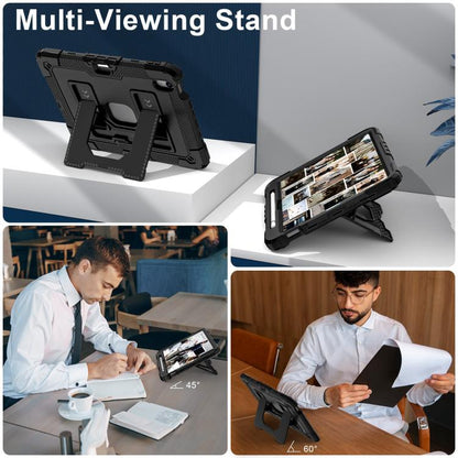 For iPad mini 6 2021 / mini 2024 Big Holder Silicone Hydric PC Tablet Case with Shoulder Strap(Black) - iPad mini 2024 Cases by buy2fix | Online Shopping UK | buy2fix