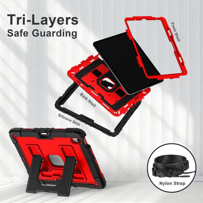 For iPad mini 6 2021 / mini 2024 Big Holder Silicone Hydric PC Tablet Case with Shoulder Strap(Black Red) - iPad mini 2024 Cases by buy2fix | Online Shopping UK | buy2fix