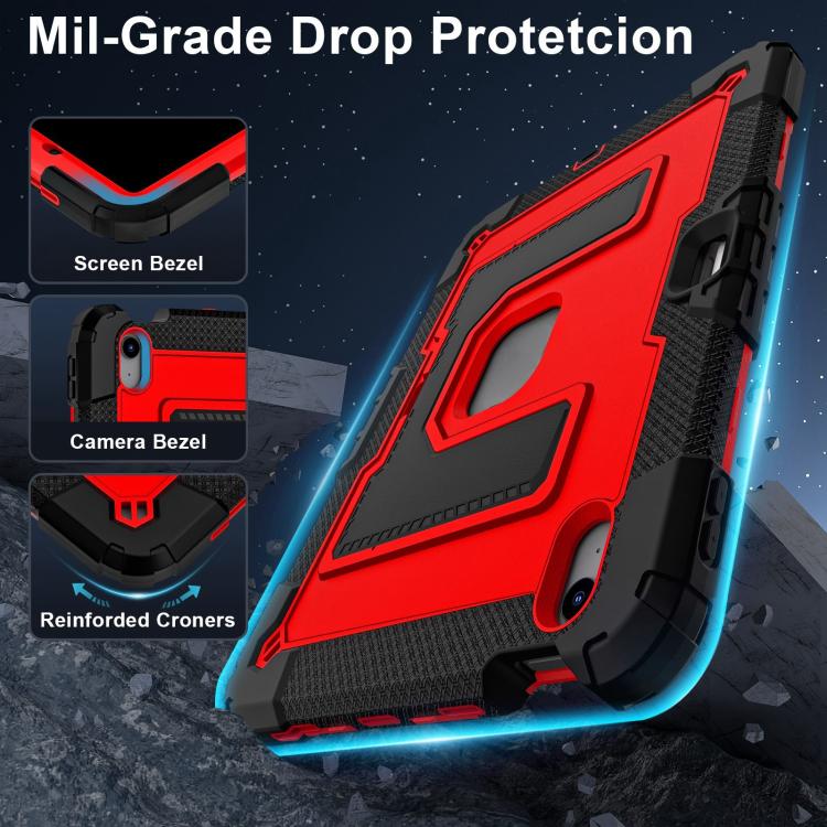 For iPad mini 6 2021 / mini 2024 Big Holder Silicone Hydric PC Tablet Case with Shoulder Strap(Black Red) - iPad mini 2024 Cases by buy2fix | Online Shopping UK | buy2fix