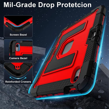 For iPad mini 6 2021 / mini 2024 Big Holder Silicone Hydric PC Tablet Case with Shoulder Strap(Black Red) - iPad mini 2024 Cases by buy2fix | Online Shopping UK | buy2fix