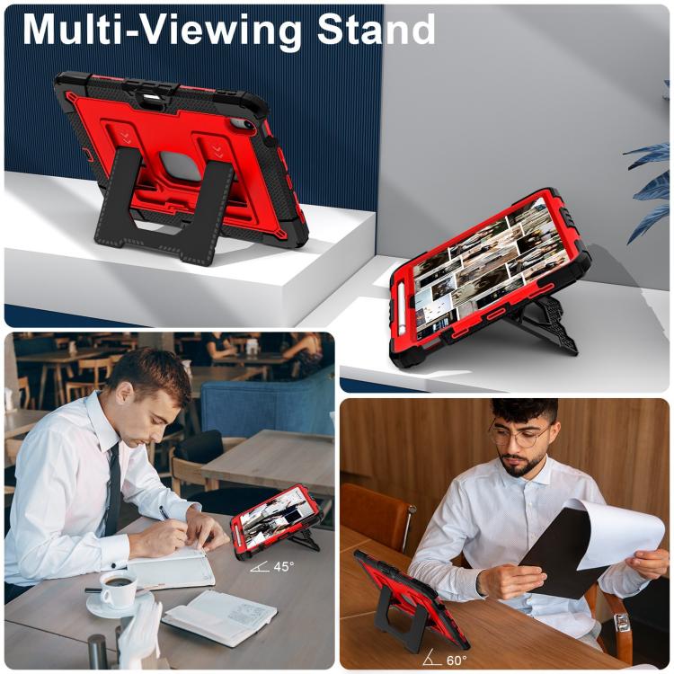 For iPad mini 6 2021 / mini 2024 Big Holder Silicone Hydric PC Tablet Case with Shoulder Strap(Black Red) - iPad mini 2024 Cases by buy2fix | Online Shopping UK | buy2fix