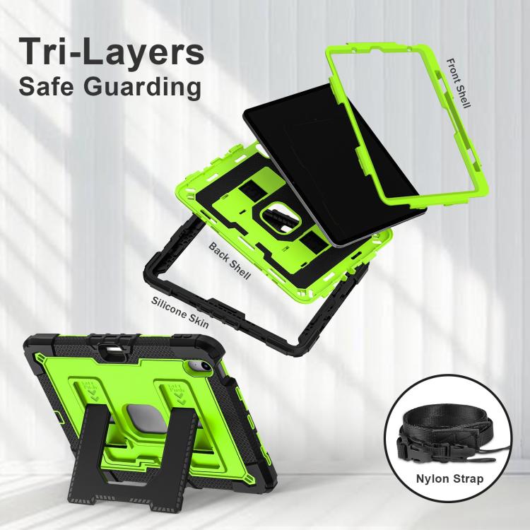 For iPad mini 6 2021 / mini 2024 Big Holder Silicone Hydric PC Tablet Case with Shoulder Strap(Black Olivine) - iPad mini 2024 Cases by buy2fix | Online Shopping UK | buy2fix