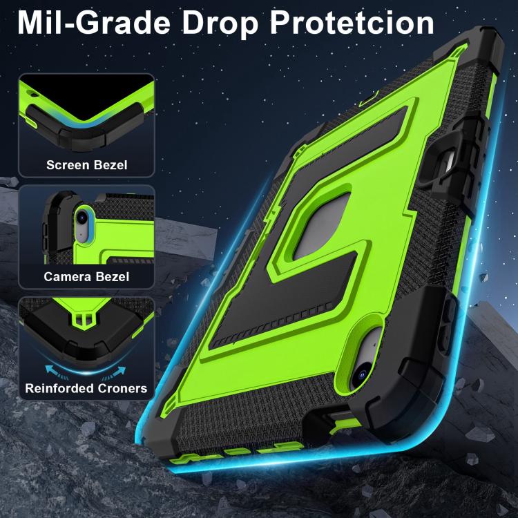 For iPad mini 6 2021 / mini 2024 Big Holder Silicone Hydric PC Tablet Case with Shoulder Strap(Black Olivine) - iPad mini 2024 Cases by buy2fix | Online Shopping UK | buy2fix