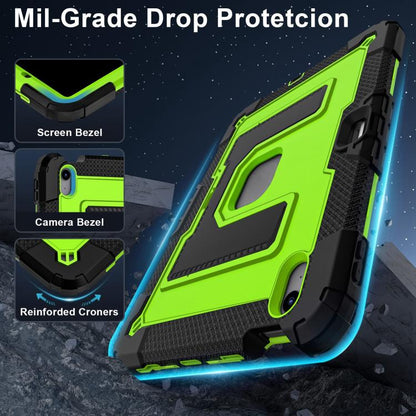 For iPad mini 6 2021 / mini 2024 Big Holder Silicone Hydric PC Tablet Case with Shoulder Strap(Black Olivine) - iPad mini 2024 Cases by buy2fix | Online Shopping UK | buy2fix