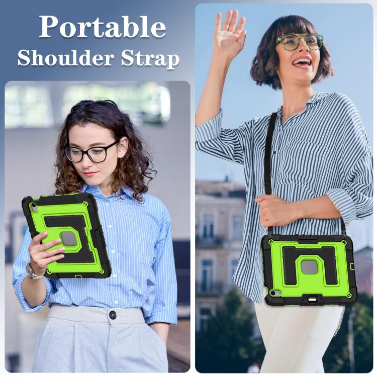 For iPad mini 6 2021 / mini 2024 Big Holder Silicone Hydric PC Tablet Case with Shoulder Strap(Black Olivine) - iPad mini 2024 Cases by buy2fix | Online Shopping UK | buy2fix