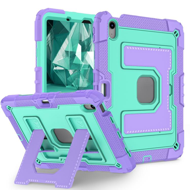 For iPad mini 6 2021 / mini 2024 Big Holder Silicone Hydric PC Tablet Case with Shoulder Strap(Purple Mint) - iPad mini 2024 Cases by buy2fix | Online Shopping UK | buy2fix