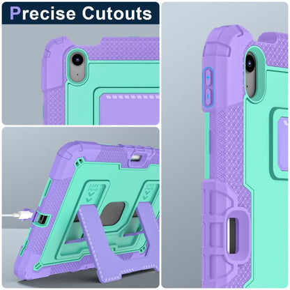 For iPad mini 6 2021 / mini 2024 Big Holder Silicone Hydric PC Tablet Case with Shoulder Strap(Purple Mint) - iPad mini 2024 Cases by buy2fix | Online Shopping UK | buy2fix