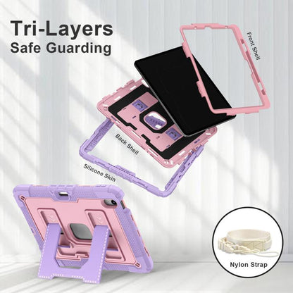 For iPad mini 6 2021 / mini 2024 Big Holder Silicone Hydric PC Tablet Case with Shoulder Strap(Purple Rose Gold) - iPad mini 2024 Cases by buy2fix | Online Shopping UK | buy2fix