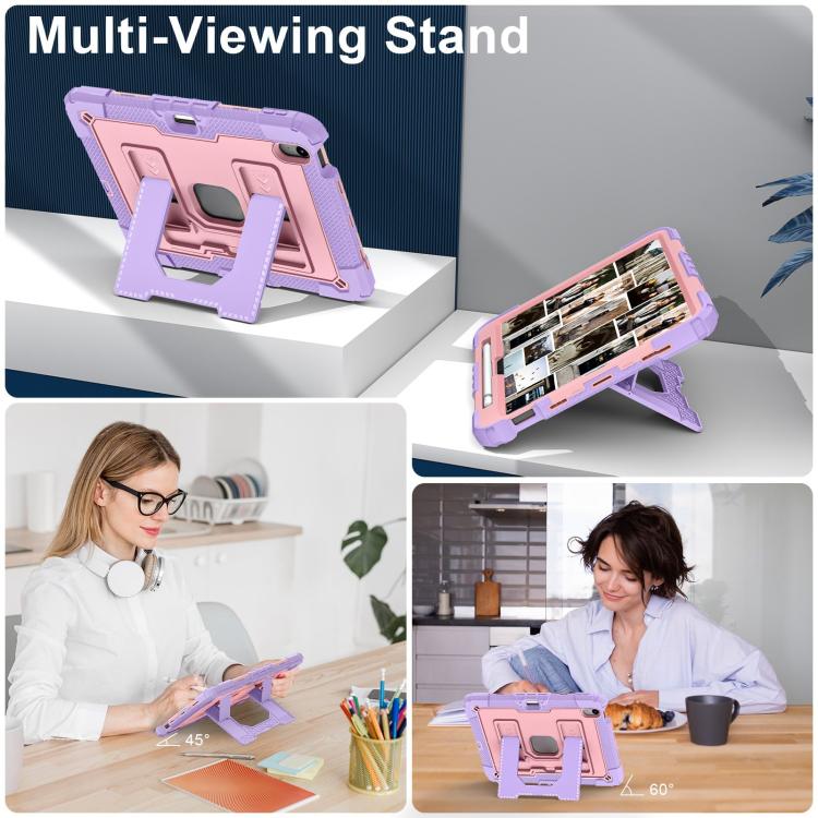 For iPad mini 6 2021 / mini 2024 Big Holder Silicone Hydric PC Tablet Case with Shoulder Strap(Purple Rose Gold) - iPad mini 2024 Cases by buy2fix | Online Shopping UK | buy2fix