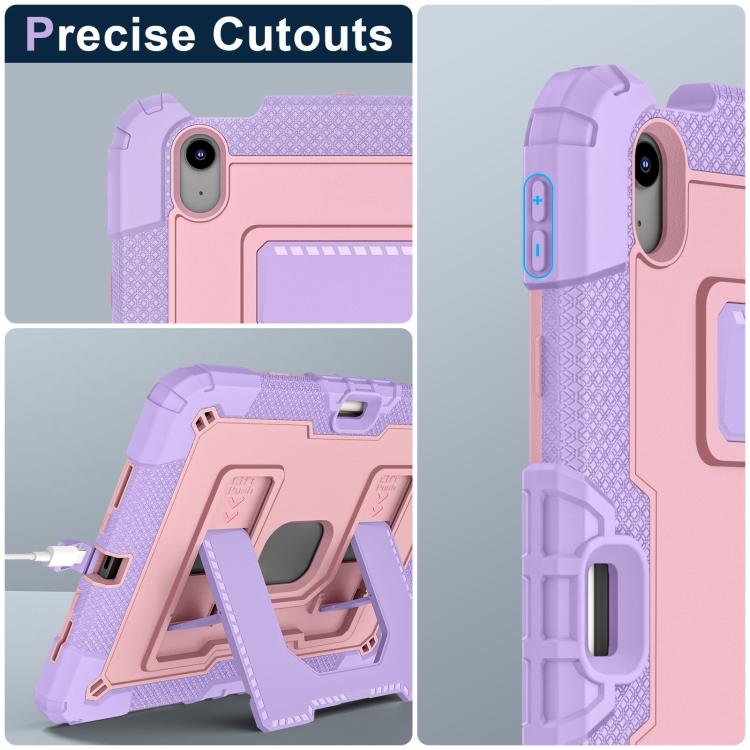 For iPad mini 6 2021 / mini 2024 Big Holder Silicone Hydric PC Tablet Case with Shoulder Strap(Purple Rose Gold) - iPad mini 2024 Cases by buy2fix | Online Shopping UK | buy2fix