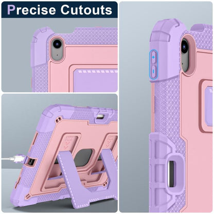 For iPad mini 6 2021 / mini 2024 Big Holder Silicone Hydric PC Tablet Case with Shoulder Strap(Purple Rose Gold) - iPad mini 2024 Cases by buy2fix | Online Shopping UK | buy2fix