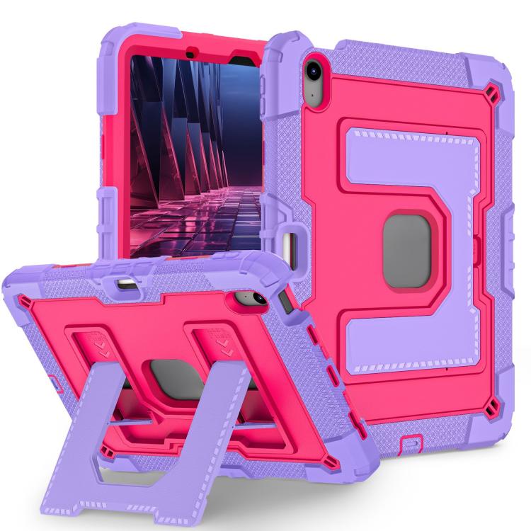 For iPad mini 6 2021 / mini 2024 Big Holder Silicone Hydric PC Tablet Case with Shoulder Strap(Purple Rose Red) - iPad mini 2024 Cases by buy2fix | Online Shopping UK | buy2fix