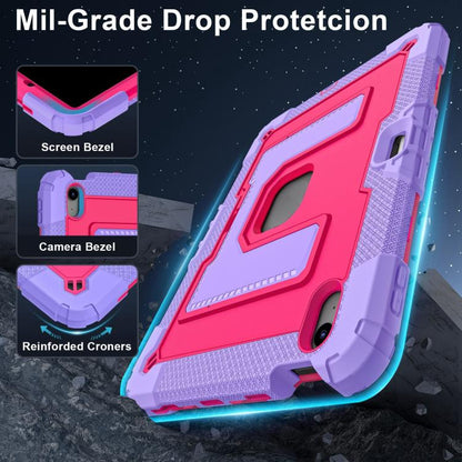 For iPad mini 6 2021 / mini 2024 Big Holder Silicone Hydric PC Tablet Case with Shoulder Strap(Purple Rose Red) - iPad mini 2024 Cases by buy2fix | Online Shopping UK | buy2fix