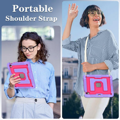 For iPad mini 6 2021 / mini 2024 Big Holder Silicone Hydric PC Tablet Case with Shoulder Strap(Purple Rose Red) - iPad mini 2024 Cases by buy2fix | Online Shopping UK | buy2fix