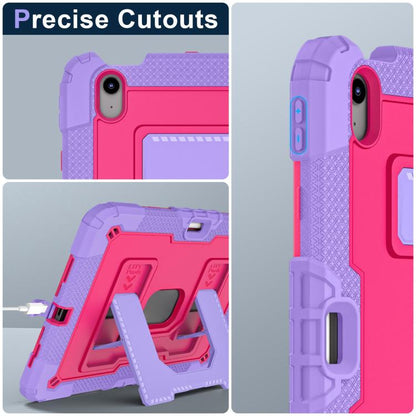 For iPad mini 6 2021 / mini 2024 Big Holder Silicone Hydric PC Tablet Case with Shoulder Strap(Purple Rose Red) - iPad mini 2024 Cases by buy2fix | Online Shopping UK | buy2fix