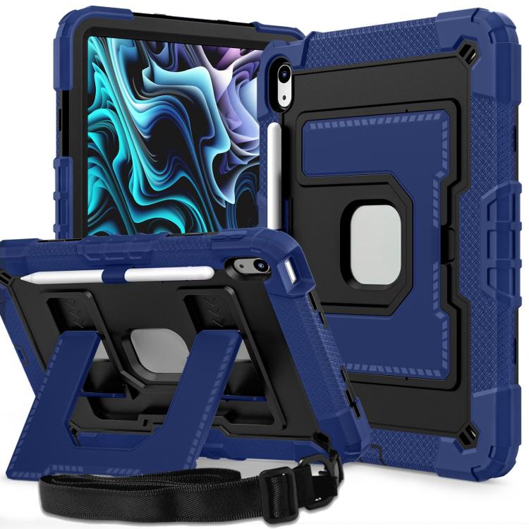 For iPad 2025 / 2022 Big Holder Silicone Hydric PC Tablet Case with Shoulder Strap(Navy Black) - iPad 2025 / 2022 Cases by buy2fix | Online Shopping UK | buy2fix