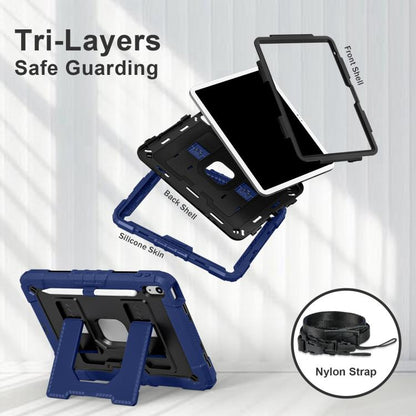 For iPad 2025 / 2022 Big Holder Silicone Hydric PC Tablet Case with Shoulder Strap(Navy Black) - iPad 2025 / 2022 Cases by buy2fix | Online Shopping UK | buy2fix