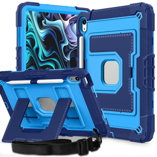 For iPad 2025 / 2022 Big Holder Silicone Hydric PC Tablet Case with Shoulder Strap(Navy Blue Blue) - iPad 2025 / 2022 Cases by buy2fix | Online Shopping UK | buy2fix