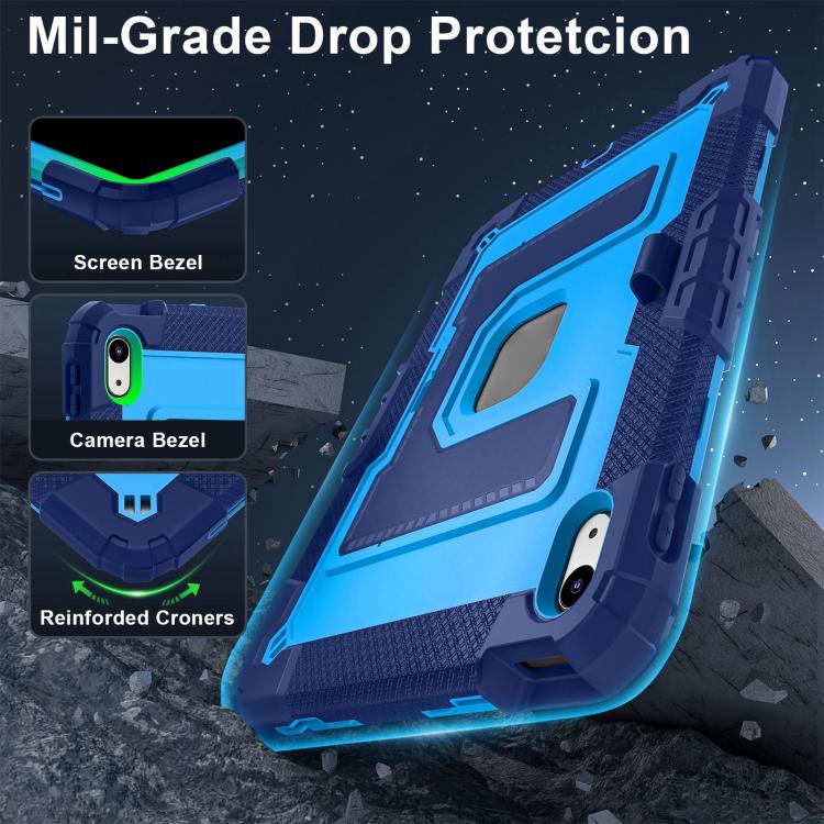 For iPad 2025 / 2022 Big Holder Silicone Hydric PC Tablet Case with Shoulder Strap(Navy Blue Blue) - iPad 2025 / 2022 Cases by buy2fix | Online Shopping UK | buy2fix