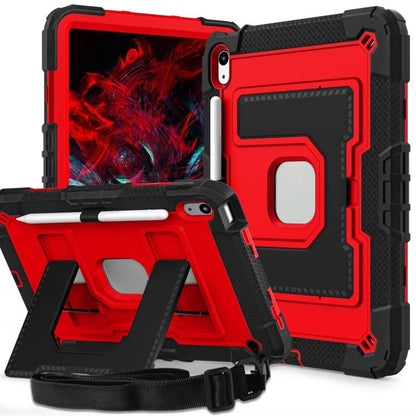 For iPad 2025 / 2022 Big Holder Silicone Hydric PC Tablet Case with Shoulder Strap(Black Red) - iPad 2025 / 2022 Cases by buy2fix | Online Shopping UK | buy2fix