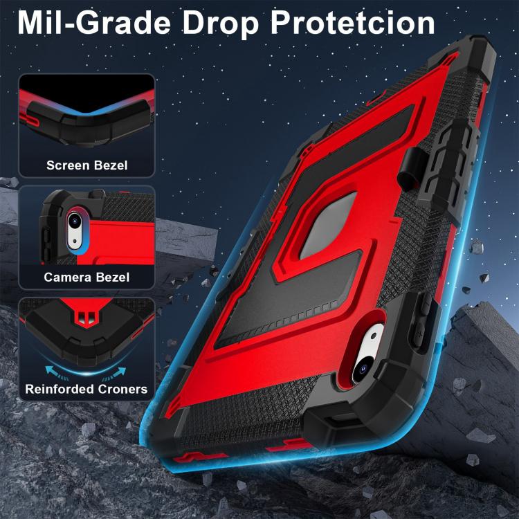 For iPad 2025 / 2022 Big Holder Silicone Hydric PC Tablet Case with Shoulder Strap(Black Red) - iPad 2025 / 2022 Cases by buy2fix | Online Shopping UK | buy2fix